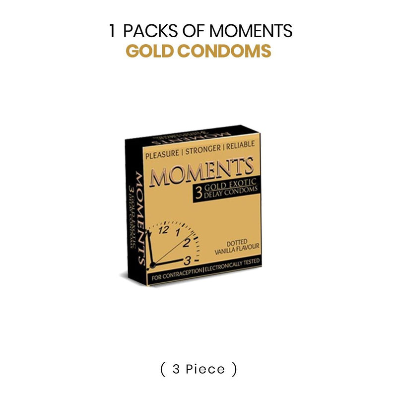 1 packs of MOMENTS Gold Exotic DELAY Condoms (3 Condoms)
