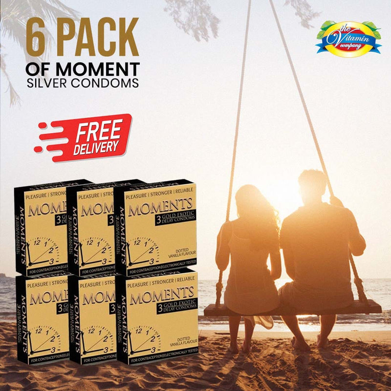6 packs of MOMENTS Gold Exotic DELAY Condoms (18 Condoms)